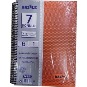 Artlantis 7 Konulu 210 Yaprak 6 Kareli + 1 Çizgili Plastik Kapak Seperatörlü Turuncu Spiralli Defter