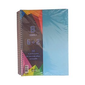 Artlantis 8 Konulu 200 Yaprak 6 Kareli + 2 Çizgili Plastik Kapak Seperatörlü Mavi Spiralli Defter