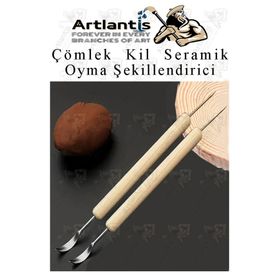 Artlantis Çömlek Kil Seramik Polimer Oyma Şekillendirici Çift Taraflı Detay Kalemi 2 Adet Seramik Modelaj Oyma
