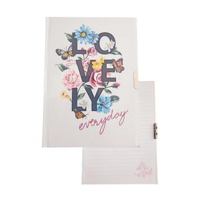 Artlantis Kilitli Kız Modeli Mcolor Sert Kapak Çizgili 14x20 cm Mor Hatıra Defteri