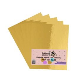 Artlantis Metalik Aynalı 5 Adet 35x50 cm Sarı Fon Kartonu