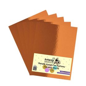 Artlantis Metalik Aynalı 5'li 50x70 CM Turuncu Fon Kartonu