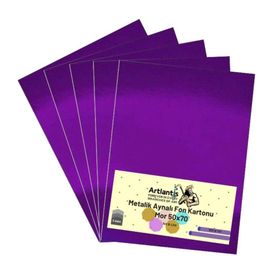 Artlantis Metalik Aynalı Mor 5 Adet 50x70 cm Fon Kartonu