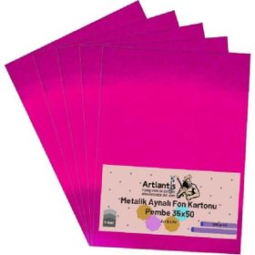 Artlantis Metalik Aynalı Pembe 5'li 35x50 cm Fon Kartonu