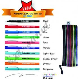 Artline 220 Super Fine 0.2 mm 10 Renk Keçe Uçlu Kalem