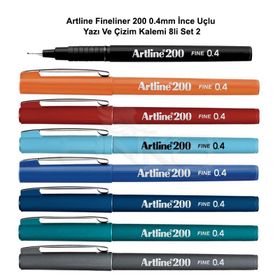Artline Fineliner 8'li Set 1 200 0.4 mm İnce Uçlu Yazı ve Çizim Kalemi