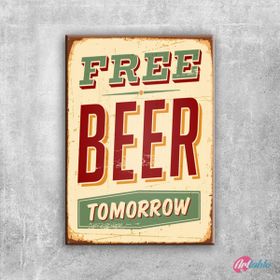 ArtTablo Free Beer Tomorrow Retro & Motto 40x60 cm Kanvas Tablo
