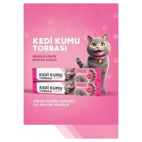 Arvale 7 Adet 82x50 cm Pudra Kokulu Büzgülü Poşet Kedi Kumu Torbası