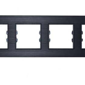 Arvehu Electric Asfir Schneider Asfora 4'lü Onyx Siyah Alüminyum Anahtar Priz Çerçevesi