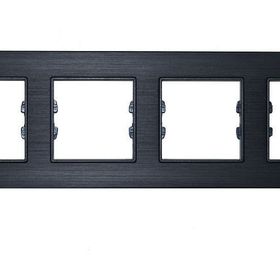 Arvehu Electric Asfir Schneider Asfora 4'lü Onyx Siyah Alüminyum Anahtar Priz Çerçevesi