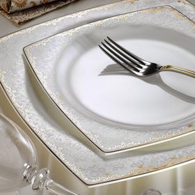 Aryıldız 31019 Bone Square 60 Parça Porselen Yemek Takımı