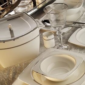 Aryıldız Bone Square Line Platin 12 Kişilik 60 Parça Yemek Takımı