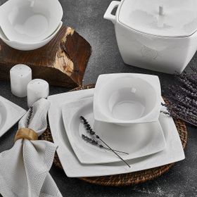 Aryıldız Bone Square Porselen 60 Parça 12 Kişilik Yemek Takımı