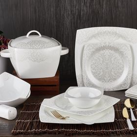 Aryıldız Bone Square Porselen 60 Parça Yemek Takımı