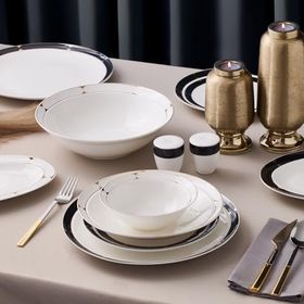 Aryıldız Crystal Provence Black 56 Parça 12 Kişilik Yemek Takımı