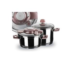 Aryıldız Drone Simli Siyah Rose Gold 4+6 lt Düdüklü Tencere Seti