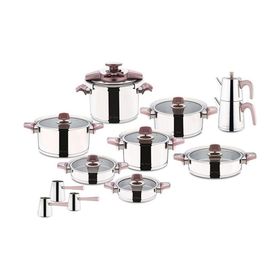 Aryıldız Flamingo Cam İdeal Rose Gold 22 Parça Tencere Seti
