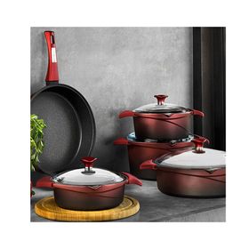 Aryıldız Flipper 9 Parça Bordo Gusto Döküm Tencere Takımı