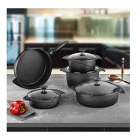 Aryıldız Flipper Siyah Cam Tencere Set