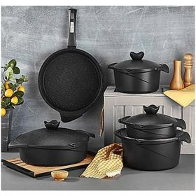 Aryıldız Flipper Siyah Cam Tencere Set
