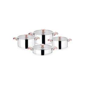 Aryıldız King Rose Gold Cam 8 Parça Çelik Tencere Seti