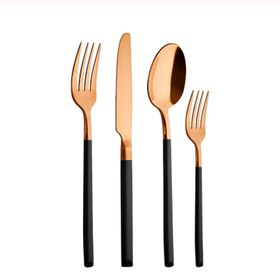 Aryıldız Soho Prestige Bronz 24 Parça 6 Kişilik Siyah Çatal Kaşık Bıçak Takımı