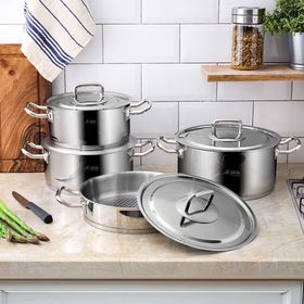 Aryıldız Vento Prestige Steel Kapak Gümüş 8 Parça Tencere Seti