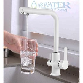 As Water Beyaz 3 Yönlü Su Arıtma Musluğu Üç Yollu Musluk Sıcak-Soğuk ve Arıtma Suyu Tüm Arıtma Cihazları ile Uyumludur