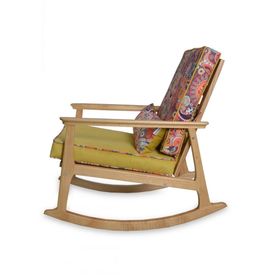 Asedia Mobilya İskandinav Kayın Naturel Retro Minderli Sallanan Sandalye