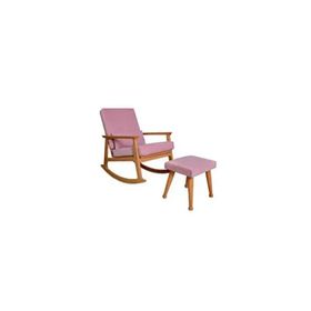 Asedia Mobilya İskandinav Naturel Pembe Minderli Puflu Pembe Sallanan Sandalye Dinlenme Koltuğu