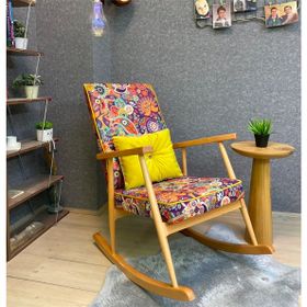 Asedia Trend Naturel Retro Döşemeli Sallanan Sandalye Dinlenme Emzirme Baba Tv Okuma Koltuğu Berjer