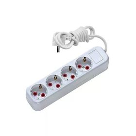 Asel A403 4'lü 3 Metre Topraklı Anahtarlı Ast Priz