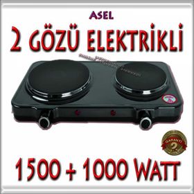 Asel AP0101 İki Gözlü Elektrikli Emaye Yüzeyli Set Üstü Ocak Siyah
