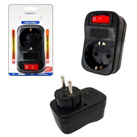 Asgrup 3500W Tekli Anahtarlı Siyah Akım Korumalı Priz