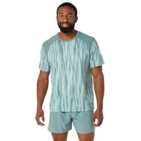 Asics 2011D092-300 Road All Over Print Yeşil Erkek T-shirt