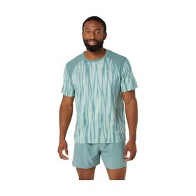Asics 2011D092-300 Road All Over Print Yeşil Erkek T-shirt