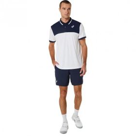 Asics 2041A256-102 MEN COURT Beyaz Mavi Erkek Polo T-Shirt