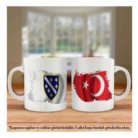 Asil Hediyelik Çift Yön Baskı Bosna Hersek 92-98 Bosna İ Hercegovina Ve Türkiye Bayrağı Kupa Bardak