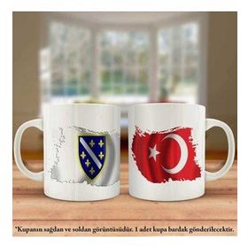 Asil Hediyelik Çift Yön Baskı Bosna Hersek 92-98 Bosna İ Hercegovina Ve Türkiye Bayrağı Kupa Bardak