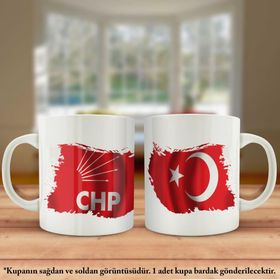 Asil Hediyelik Çift Yön Baskılı CHP-Cumhuriyet Halk Partisi Ve Türkiye Bayrağı Kupa Bardak