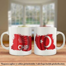 Asil Hediyelik Çift Yön Baskılı CHP-Cumhuriyet Halk Partisi Ve Türkiye Bayrağı Kupa Bardak