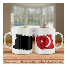 Asil Hediyelik Çift Yön Baskılı Harzemşah Ve Türkiye Bayrağı Kupa Bardak