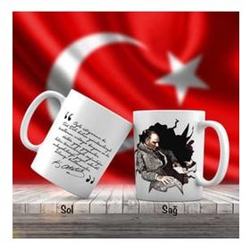 Asil Hediyelik Çift Yön Renkli Baş Öğretmen Mustafa Kemal Atatürk Ve Unutulmayan Sözleri-Kupa Bardak