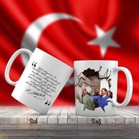 Asil Hediyelik Çift Yön Renkli Baş Öğretmen Mustafa Kemal Atatürk Ve Unutulmayan Sözleri-Kupa Bardak