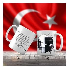 Asil Hediyelik Çift Yön Renkli Baş Öğretmen Mustafa Kemal Atatürk Ve Unutulmayan Sözleri-Kupa Bardak