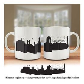 Asil Hediyelik Çift Yön Renkli Baskılı Kastamonu Silüeti-Şehir Kupa Bardak