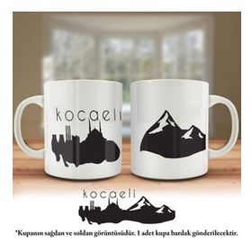 Asil Hediyelik Çift Yön Renkli Baskılı Kocaeli Silüeti-Şehir Kupa Bardak