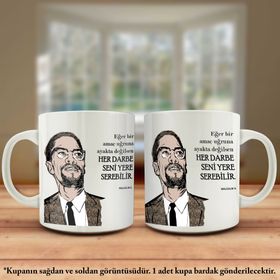 Asil Hediyelik Çift Yön Renkli Baskılı Malcolm X-Sözleri Kupa Bardak