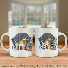 Asil Hediyelik Çift Yön Renkli Baskılı Pisa Kulesi-Özgürlük Heykeli-Eyfel Kulesi Kupa Bardak