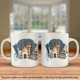 Asil Hediyelik Çift Yön Renkli Baskılı Pisa Kulesi-Özgürlük Heykeli-Eyfel Kulesi Kupa Bardak